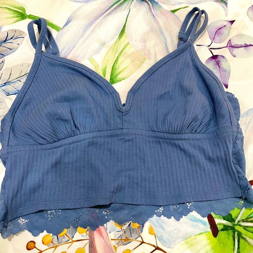 Aerie ribbed poppy lace bra top